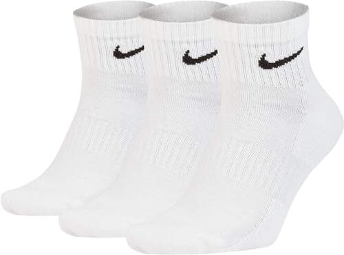 Nike U NK Everyday Cush Ankle 3Pr Calcetines, Hombre, White/Black, M