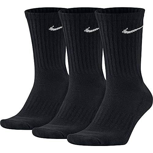 Nike 3Ppk Value Cotton Crew Calcetines, Unisex Adulto, Negro/Blanco, S/ 34-38