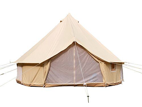 Safari Camping Impermeable Bell Tienda de campaña Bell con Cremallera en Suelo (Tienda de Lona (Beige), Diameter4m)