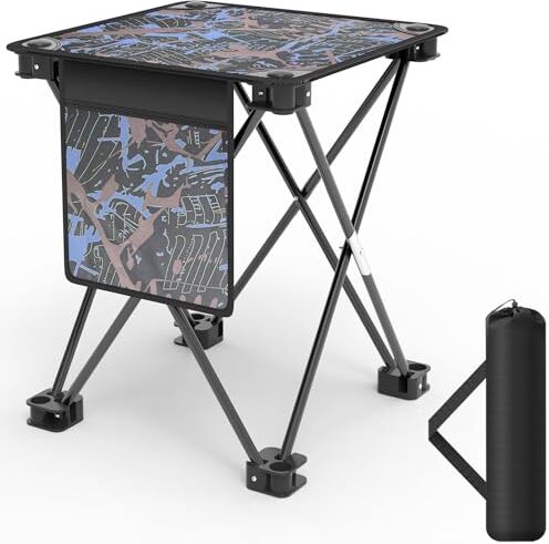 Aiwoxing Taburete Plegable Portátil Silla Portátil, Compacto Ligero para Interiores y Exteriores al Aire Libre de Camping Pesca Senderismo Camping Caza Picnic Viaje, Camuflaje Azul