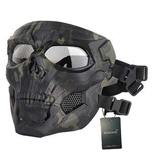WISEONUS Airsoft Táctico Skull Messenger Masks Equipo de protección Máscara Facial Completa para Caza de Halloween Paintball CS Wargame (Negro-CP)