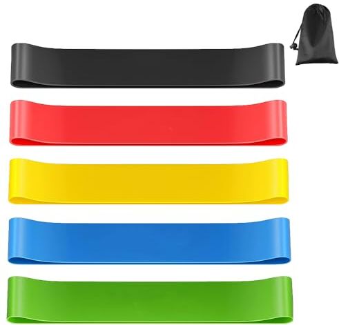 Atliberswo Bandas Elásticas Fitness, Bandas de Fitness,Bandas elasticas, un Juego de 5 grosores y Colores Diferentes en Total, Fabricado en Material TPE, Adecuado para Construir músculos, dominadas, Yoga y más