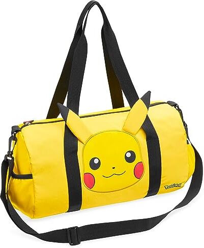 Pokemon Bolsa Deporte Niño Niña Bolsa Piscina Niño Bolsa Viaje Fin de Semana Playa Futbol Gym Merchandising Oficial Pikachu (Amarillo 3D Orejas)