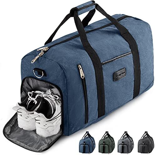 Rieeyrslza Bolsa de Deporte 39L Bolsa Deporte Gimnasio Bolsa Gimnasio de Viaje con Compartimento Impermeable Plegable Hombre Bolsas Gimnasio Bolsa de Viaje para Viajes Deporte Fitness (Azul o1)