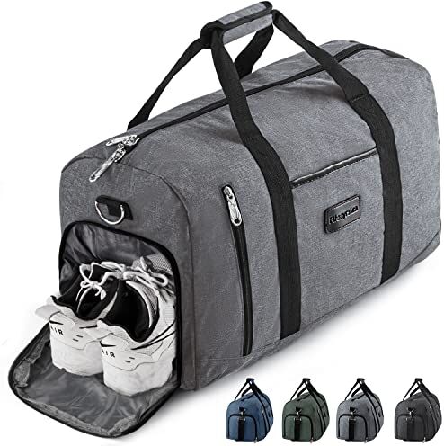 Rieeyrslza Bolsa de Deporte 39L Bolsa Deporte Gimnasio Bolsa Gimnasio de Viaje con Compartimento Impermeable Plegable Hombre Bolsas Gimnasio Bolsa de Viaje para Viajes Deporte Fitness (Gris o1)