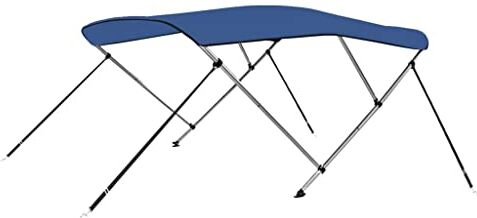 vidaXL Toldo Bimini de 3 Arcos Techo de Embarcación Barco Protegedor de Sol Luz Lluvia Parasol Altura Ajustable Recubrimiento de PU Azul