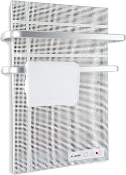 Klarstein Hot Spot Wave Panel infrarrojo - Calefactor infrarrojo, Radiador de pared, 51 x 80 cm, 20 m², 1000 W, Termostato, Portatoallas, Protección antisalpicadura, Aluminio, Plateado