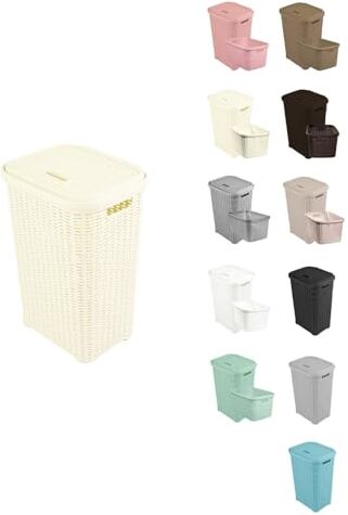 JARDIN202 - Pongotodo Diseño Rattan para Colada 60L - Cesto Para la Ropa Sucia   60 litros (Marfil)