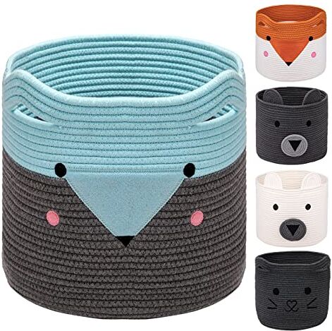 AXHOP Cajas almacenaje Cesto ropa sucia, 33x33 Cesta de almacenamiento de juguetes para niños, kallax, Ropa. Bonita cesta de lavandería con animales, cesta de regalo para bebé, gato, perro.