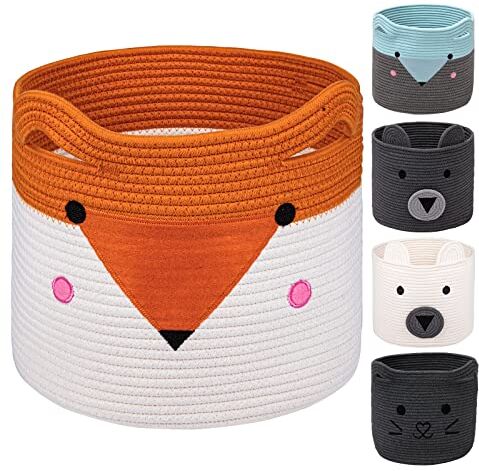 AXHOP Cajas almacenaje Cesto ropa sucia, 30x30 Cesta de almacenamiento de juguetes para niños, kallax, Ropa. Bonita cesta de lavandería con animales, cesta de regalo para bebé, gato, perro.