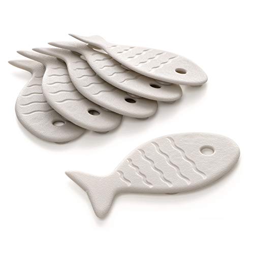 TATAY 5515002 - Pack de 6 pegatinas antideslizantes para ducha o bañera, diseño de peces, color blanco