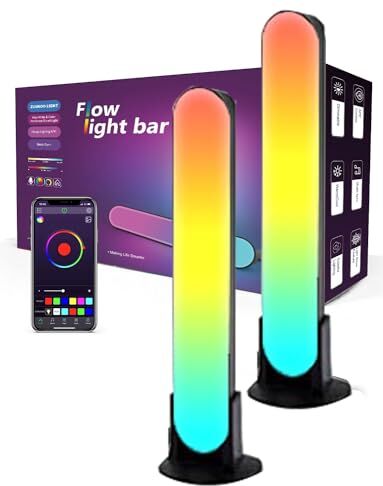 ZUUKOO LIGHT Barras de luz Inteligente, Smart Luces LED RGB, lámpara de Ambiente de Interior con 20 Modos de Escena y Mode de Música para Gaming, PC,TV y Dormitorio