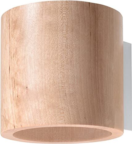 SOLLUX lighting Lámpara de pared Lighting Orbis Downlight, estilo rústico, forma cilíndrica, utiliza 1 bombilla GU10 reemplazable (no incluida), madera natural, SL.0490, 12 x 10 x 10 cm