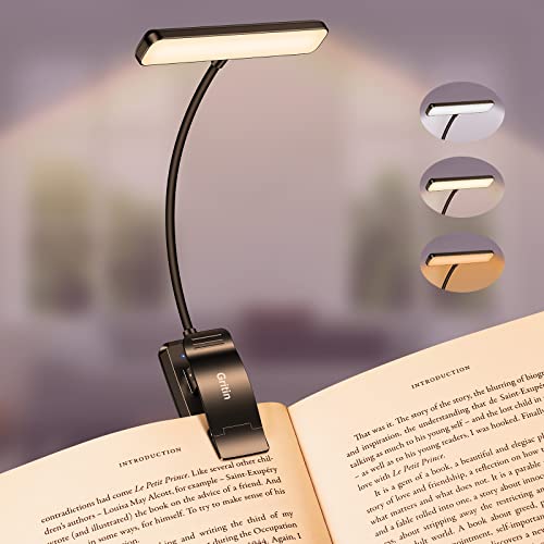 Gritin 19 LED Luz de Lectura, Gritin Lámpara de Lectura USB Recargable de 360° Flexible con 3 Modos de Iluminación - Protección Ocular & Atenuación Continua & Larga Duración Luz de libro para leer en la cama
