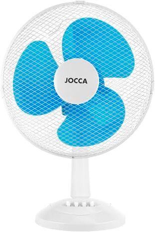 Jocca - Ventilador de Sobremesa 30cm diámetro/Potencia 45W / 3 Velocidades / 3 Aspas/Sistema de oscilacion, cabezal reclinable (Azul)