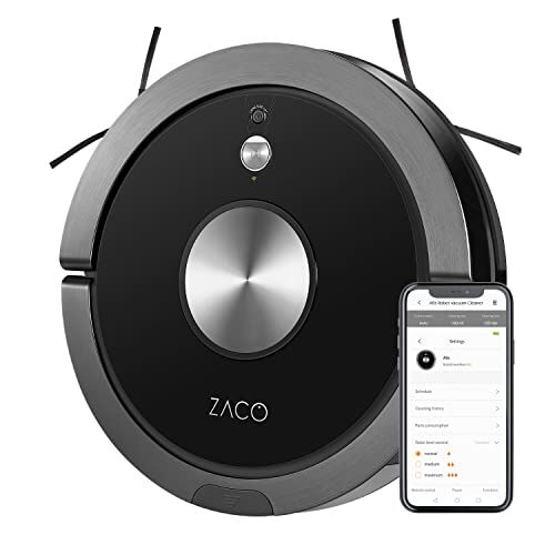 ZACO Robot aspirador y fregasuelos A9s WiFi, Alexa, Google, App, Aspiradora y fregadora 3en1 con cámara de navegación, recipiente XL 600ml, Aspiradores silenciosos para perros y pelos de mascotas