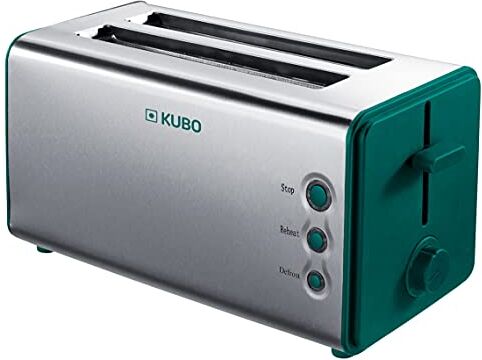 Kubo Tostadora 2 Ranuras Extra Larga, 5 niveles de tostado, Inox, 1400W, Bandeja recogemigas, Función de recalentar y descongelar