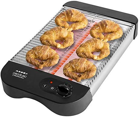 Cecotec Tostador Plano Horizontal Turbo Easytoast Basic. 900 W de Potencia con 6 Niveles, 3 Resistencias de Cuarzo, Bandeja Recogemigas y Hueco Recogecables, Indicador Luminoso, 31X35 Cm, Negro