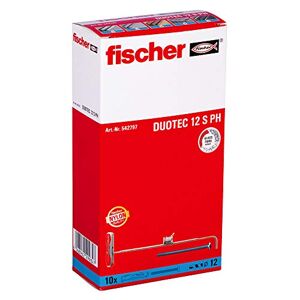 fischer DUOTEC 12 S PH, 10 x tacos pladur basculante + 10 x tornillo de cabeza plana, de 2 componentes, de cavidad para fijación en placas de yeso, fibra de yeso, panel madera y acero, etc.
