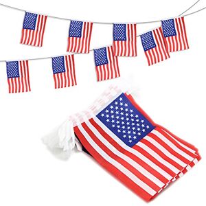 ANLEY USA Estados Unidos Banderines Banderas con Cordel, Eventos Patrióticos 4 de Julio Día de la Independencia Decoración Sports Bar Deporte - 10 Metros 38 Banderas
