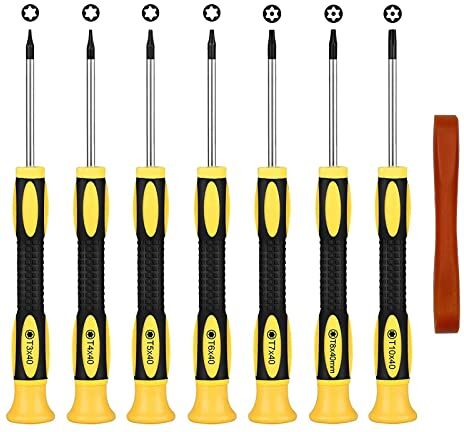 SCOOYEEES Juego de Destornilladores Torx de 7 piezas T3 T4 T5 T6 T7 T8 T10 Destornilladores magnéticos con herramienta de palanca Compatible con PS5 PS4 PS3 Xbox One Xbox 360 MacBook