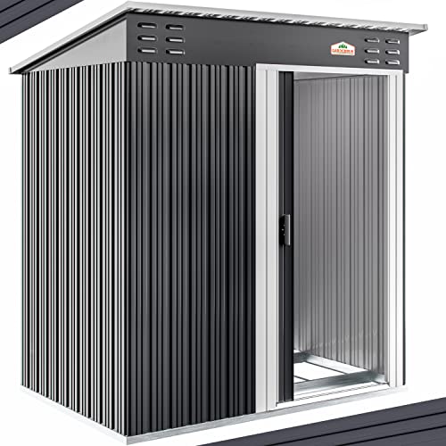 GARDEBRUK® Cobertizo metálico Caseta de Jardin para Almacenamiento de Herramientas 181x162x86 Antracida Puerta corrediza