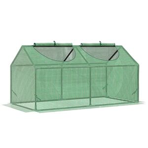 Outsunny Invernadero de Terraza 120x60x60 cm Caseta de Jardín Acero con 2 Ventanas Enrollables Vivero Casero para Cultivo de Plantas Verduras Flores Verde