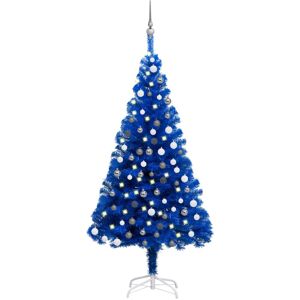 vidaXL Árbol de Navidad preiluminado con luces y bolas azul 180 cm