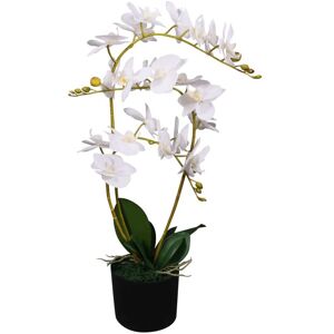 vidaXL Planta artificial orquídea con macetero 65 cm blanca