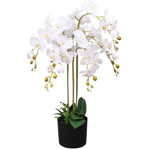 vidaXL Planta de orquídea artificial con macetero blanca 75 cm