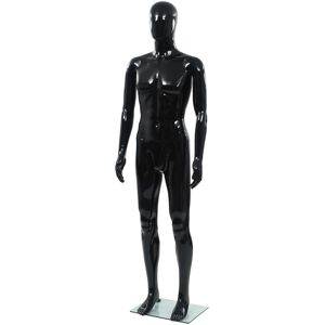 vidaXL Maniquí de hombre completo base vidrio negro brillante 185 cm