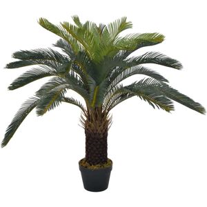 vidaXL Planta artificial palmera cica con macetero 90 cm verde