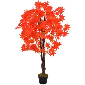 vidaXL Planta artificial árbol de arce con macetero rojo 120 cm