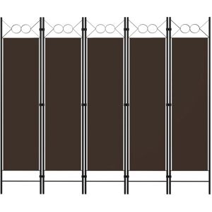 vidaXL Biombo divisor de 5 paneles marrón 200x180 cm