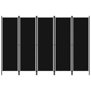 vidaXL Biombo divisor de 5 paneles negro 250x180 cm