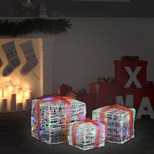 vidaXL Caja decorativa de regalo Navidad acrílico 3 pzas de colores