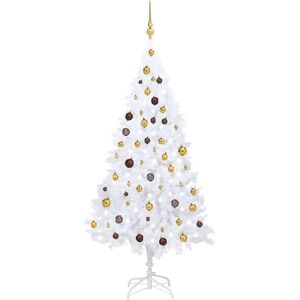 vidaXL Árbol de Navidad preiluminado con luces y bolas blanco 180 cm