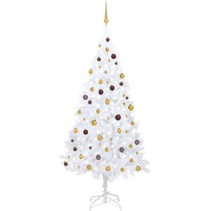 vidaXL Árbol de Navidad preiluminado con luces y bolas blanco 240 cm