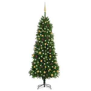 vidaXL Árbol de Navidad artificial con luces y bolas verde 240 cm