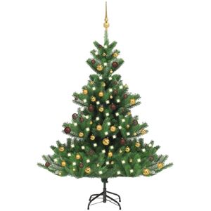 vidaXL Árbol de Navidad abeto Nordmann con LEDs y bolas verde 150 cm