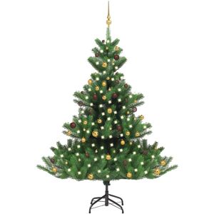 vidaXL Árbol de Navidad abeto Nordmann con LEDs y bolas verde 210 cm