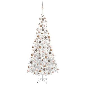 vidaXL Árbol de Navidad artificial con luces y bolas blanco 240 cm