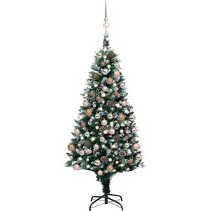 vidaXL Árbol de Navidad helado con luces, bolas y piñas 150 cm