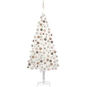 vidaXL Árbol de Navidad preiluminado con luces y bolas blanco 240 cm