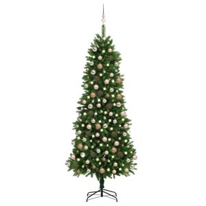 vidaXL Árbol de Navidad artificial con luces y bolas verde 240 cm