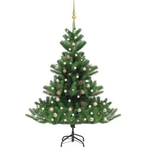 vidaXL Árbol de Navidad abeto Nordmann con LEDs y bolas verde 120 cm