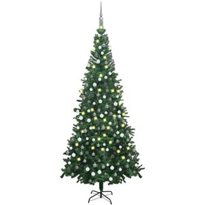 vidaXL Árbol de Navidad artificial con luces y bolas verde 240 cm