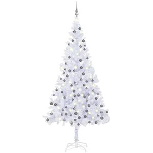 vidaXL Árbol de Navidad artificial con luces y bolas blanco 240 cm