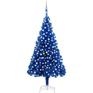 vidaXL Árbol de Navidad preiluminado con luces y bolas azul 240 cm