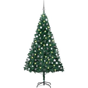 vidaXL Árbol de Navidad preiluminado con luces y bolas verde 150 cm